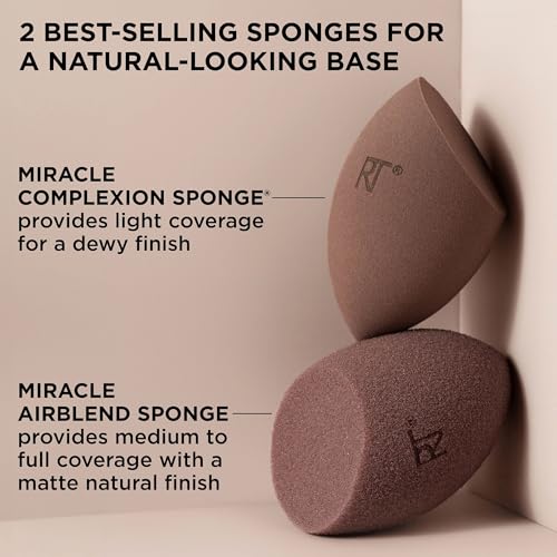 Real Techniques Bare Finish Sponge Duo - 2 Makeup Sponges for Flawless Application
