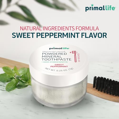 Primal Life Organics Dirty Mouth Toothpowder - Organic Vegan Mint Formula for Healthy Teeth (0.25 oz)