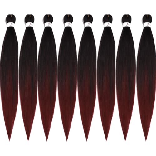 16 Inch Ombre Black to Burgundy Braiding Hair Extensions - Pack of 8