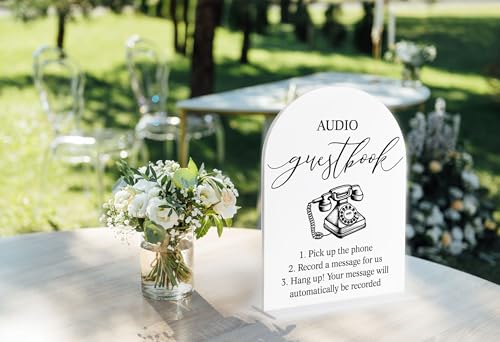 Elegant White Arch Acrylic Wedding Sign for Guest Book