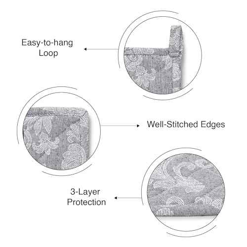 Encasa XO Heat-Resistant Quilted Pot Holders - Set of 2, 8"x8" Grey
