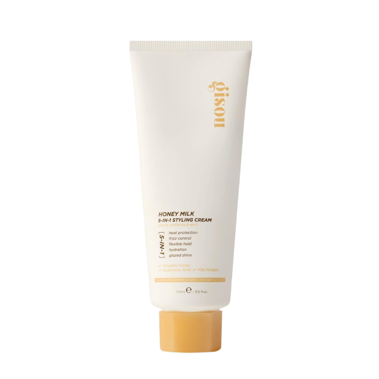 Gisou Honey Milk 5-in-1 Styling Cream - Heat Protection, Hydration, Frizz Control, Glazed Shine & Flexible Hold with Mirsalehi Honey & Hydrolyzed Milk Protein, 5.0 fl oz
