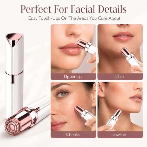 BOQXRM White Facial Hair Removal for Women with 2 Replacement Heads - Gentle, USB Rechargeable, Waterproof