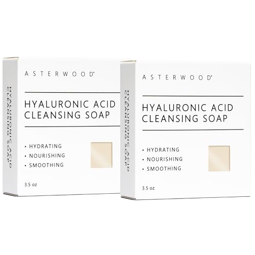 Asterwood Hyaluronic Acid Face Soap Bar - 3.5 Oz (Pack of 2) - Hydrating Cleanser for All Skin Types