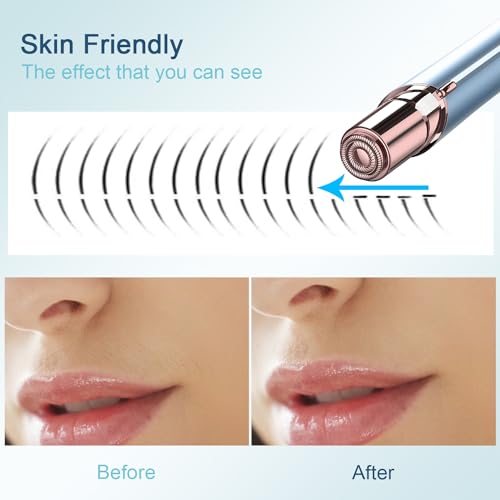 innobeaut Facial Hair Removal for Women, Electric Painless Facial Hair Remover for Face, Lip, Chin with USB Rechargeable, Blue (2 Pcs Heads)