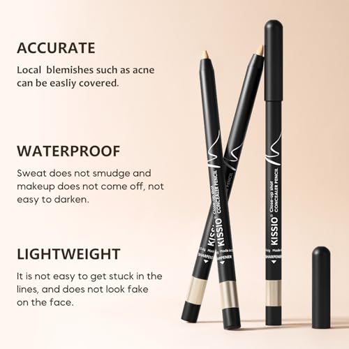 KISSIO Concealer Pencil for Under Eye Acne Freckles Natural 02#