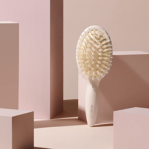 The Hair Edit Mini Finish & Shine Boar Bristle Travel Brush - Cream