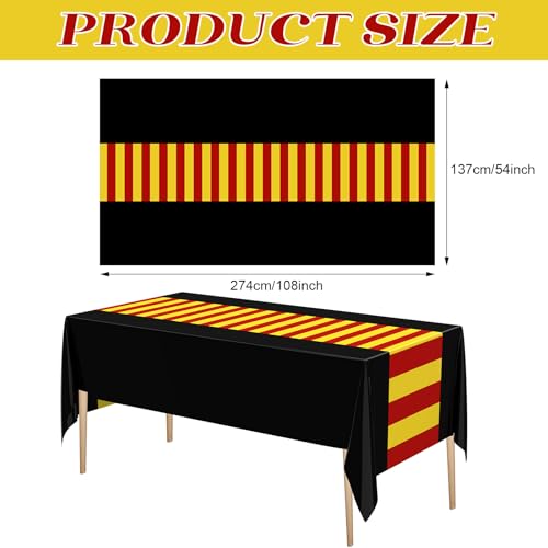 Oudain 3 Pcs Wizard Tablecloths | 54 x 108 Inch Black & Gold Design for Halloween & Birthday Parties