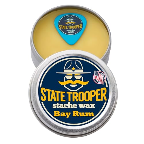 State Trooper Bay Rum Mustache Wax - Medium Hold Natural Styling, 2 oz