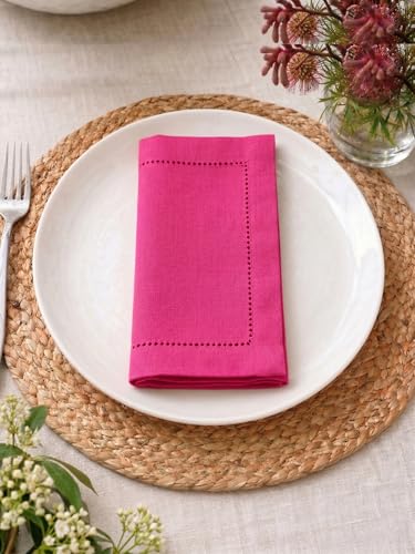 Palisa Hot Pink Cotton Cloth Napkins - Set of 4, 18x18 Inch