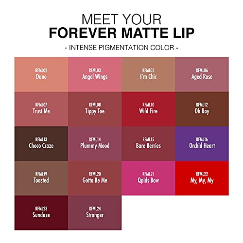 Ruby Kisses Matte Liquid Lipstick 5-Pack - Long-Lasting, Bold Color
