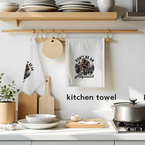 Bigfoot Kitchen Towels - Funny Sasquatch Dish Towels, 16x24