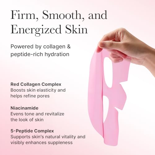 ARENCIA Red Collagen Jello Mask - Hydrating Overnight Hydrogel Mask Set (4 Sheets)
