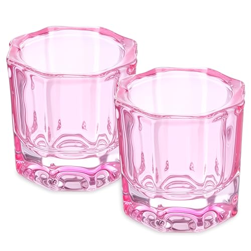 2 Pack Pink Glass Dappen Dishes for Nail Art and Monomer
