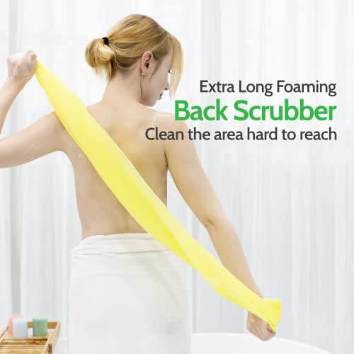 Modu 3 PCS Long Exfoliating Washcloth Set - Back Scrubber & Loofah