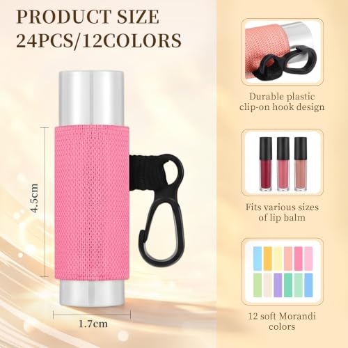 Liliaafar 24 Pcs Lip Balm Holder Keychain Candy Colors Simple - Lipstick & Lip Balm Accessory