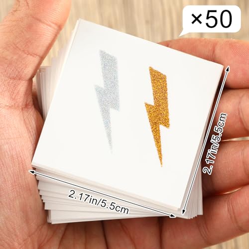 Cholemy Elegant Style Gold Silver Lightning Bolt Temporary Tattoos 100 Pcs