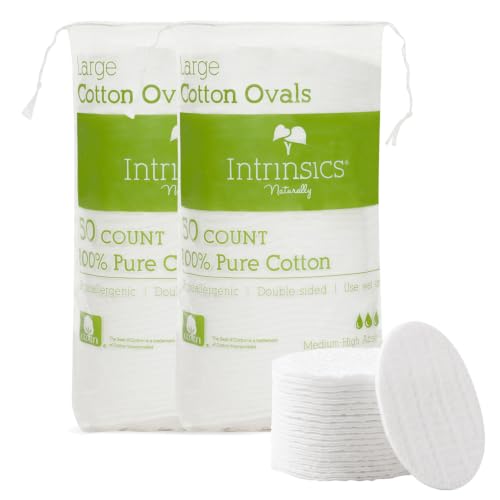 Intrinsics 3” Dual-Sided Cotton Rounds - Lint-Free Makeup Removal Pads (100 Count)