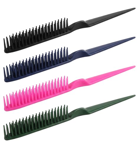 4 Pack 3-Row Hair Detangling Combs Nylon Bristle Styling Tool
