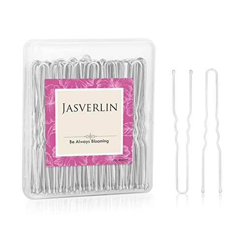 JASVERLIN Silver U Shaped Hair Pins - 100 Pcs 2.4 In Bun Pins