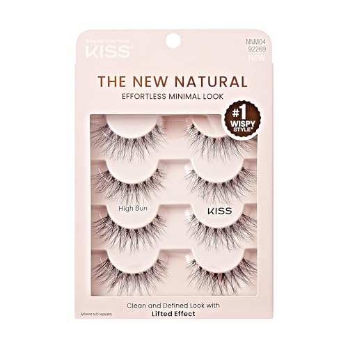 KISS High Bun Natural False Eyelashes - 4 Pairs, 12mm, Reusable