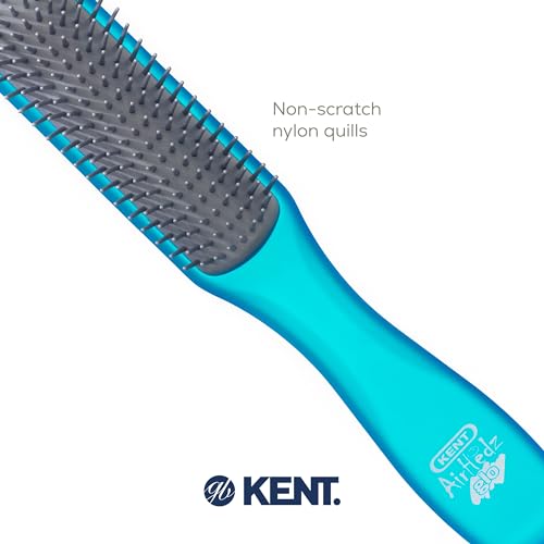 Kent Airhedz Glo Blue Detangling Hair Brush - 9 Row Ionic Nylon Bristles