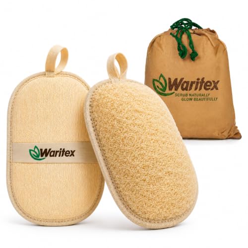Waritex Organic Egyptian Loofah Oval Exfoliating Body Scrubbers - 2 Pack