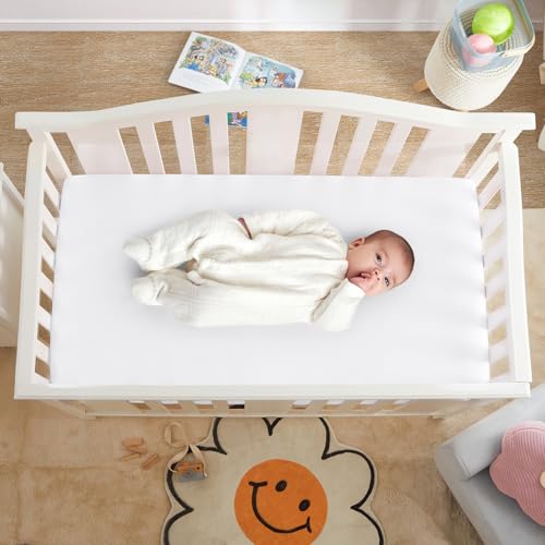 Horbaunal Satin Crib Sheets 2 Pack - Soft & Silky Fitted Baby Sheets for Sensitive Hair, 52" x 28"