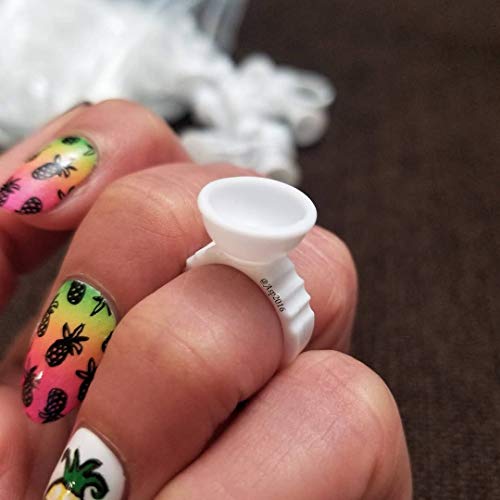 BTArtbox 300 Pcs Disposable Plastic Glue Rings for Nail & Lash Art