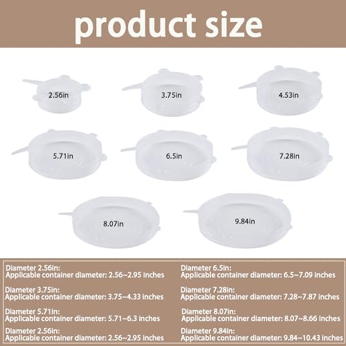 Silicone Stretch Lids Set - 6 Reusable Food Storage Covers, 4.53in