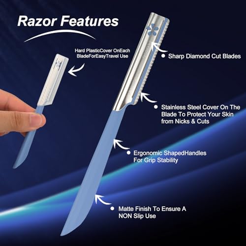 Women Facial Razor for Hair Removal - Dermaplaning Tool Peach Fuzz Trimmer Womens Fine Hair Remover Eyebrow Razors and Dermaplane Face Shavers Women's Exfoliating for Sensitive Skin Essential Travel