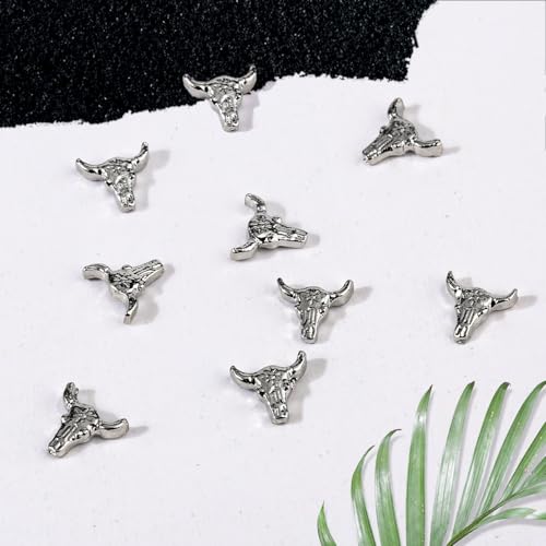 50pcs Bull Head Nail Charms - Halloween Retro Alloy Stickers