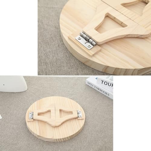 10-Inch Round Clip-On Sofa Arm Tray - Natural Pine Wood Table