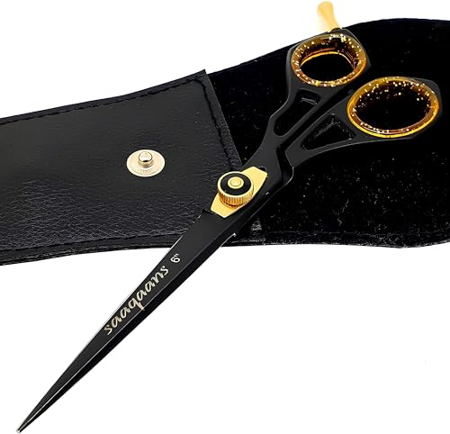 Saaqaans 6-Inch Professional Hair Cutting Scissors with Black Storage Case