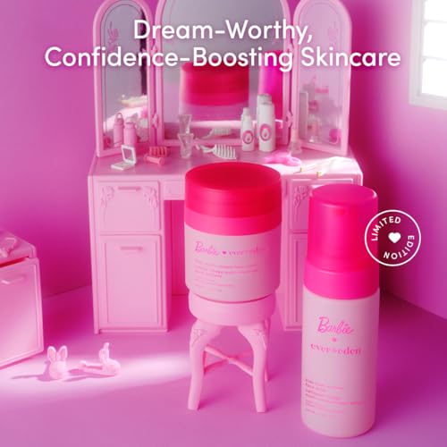 Evereden Barbie Limited Edition Gift Box for Girls | Multi-Vitamin Face Wash & Face Cream | Kids Skincare Set with Stickers & Bracelets | Dermatologist Tested Skincare For Kids 3+ | Cool Peach Scent