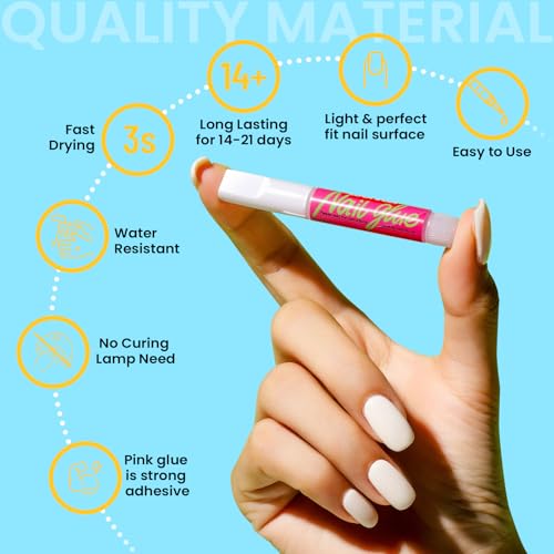 Teenitor Nail Glue for Press-On Nails - 15pcs Strong Adhesive