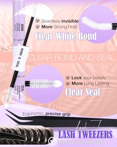 YDAGKH 60D+80D+100D Spiky Volume Lash Clusters Kit with Bottom Lashes & Clear Glue