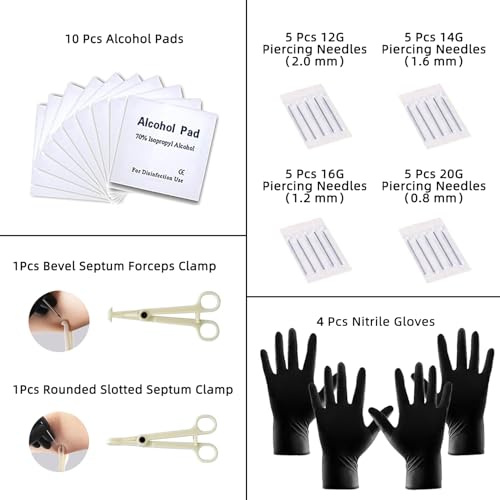 TKKUY 131PCS Professional Body Piercing Kit with 316L Stainless Steel Jewelry