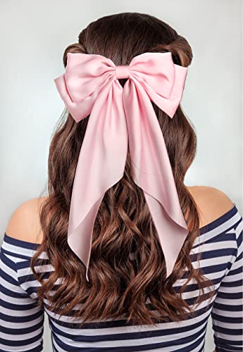 SUSULU 6pcs Large Hair Bows Clips - Black, White, Pink Vintage Bowknot