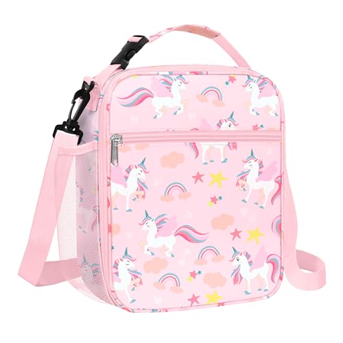 Clastyle Unicorn Insulated Lunch Bag for Kids - Large Pink Tote