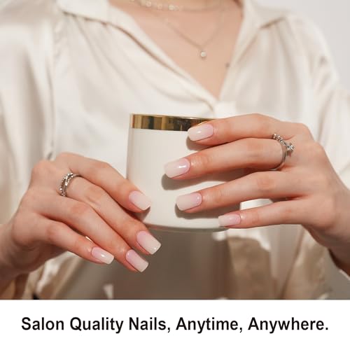 DANNI & TONI Baby Ombre Semi Cured Gel Nail Strips Pink to White 28 Stickers - Easy Application