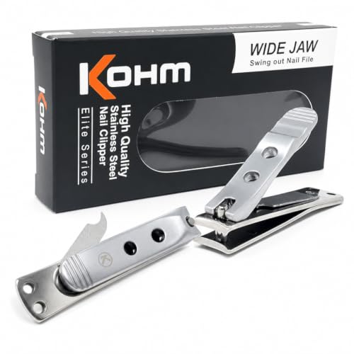 KOHM Curved Blade Wide Jaw Nail Clipper with Swing-Out File