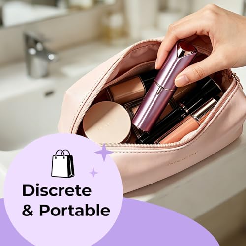 Kradaa Facial Hair Removal for Women: Electric Face Razor with LED Light - Painless & Instant Results Mini Shaver for Travel Use (Purple)
