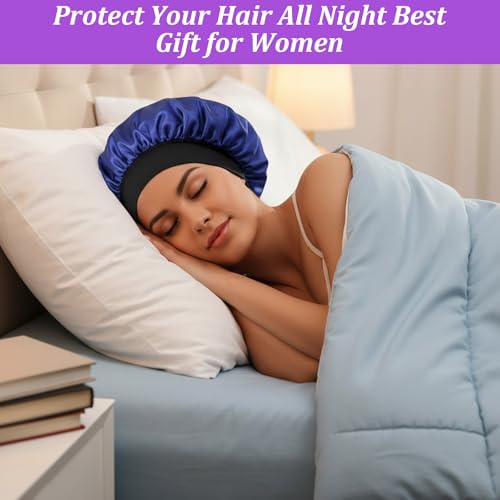 WLLHYF 18 Pcs Multicolored Satin Bonnets for Sleeping - Large Silk Hair Wraps