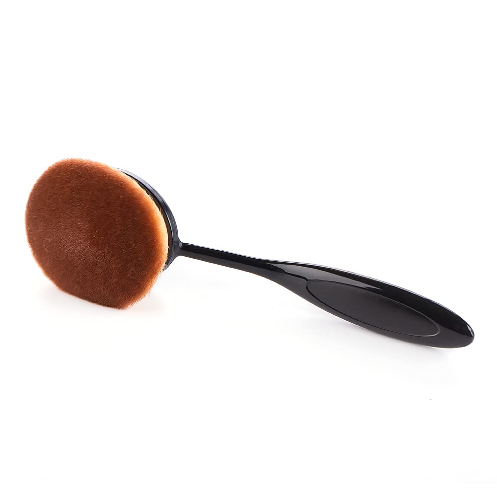 Oval Foundation Brush - Large Toothbrush Design for Flawless Liquid & Cream Application | All Black