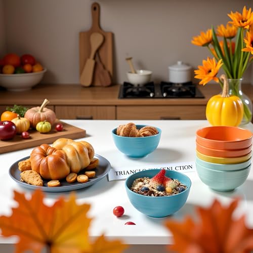 Luckore Unbreakable Wheat Straw Cereal Bowls Set of 8 - 26 oz, Multicolor