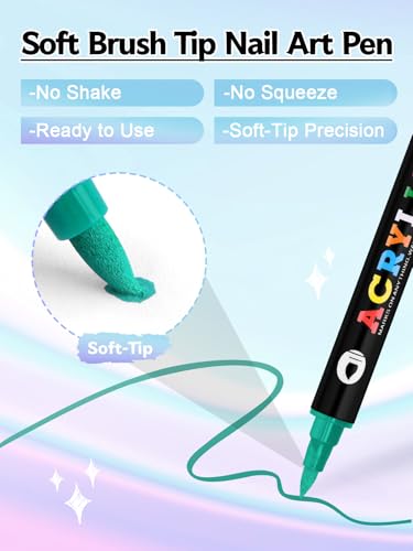 Kalolary 48-Color Double-Headed Nail Art Marker Pen Set for DIY Manicures