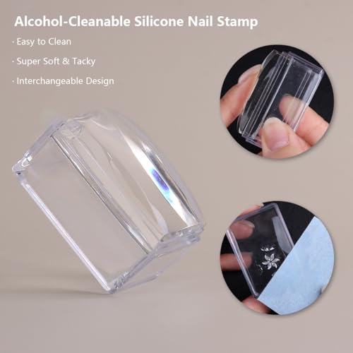 French Tip Nail Stamper Set - Clear Silicone Tool with Scraper