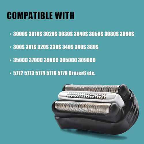 Pinkind 1PC Replacement Shaver Head for Braun Series 3, Compatible with Models 3000s-350cc