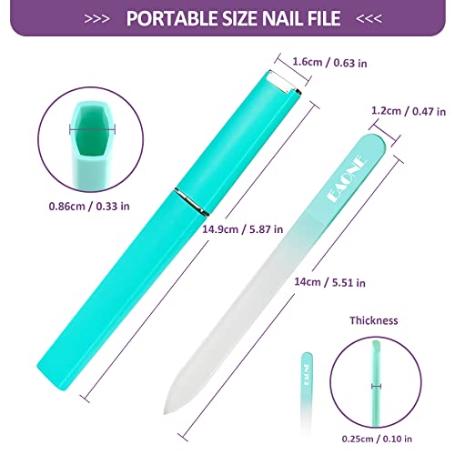 EAONE Crystal Glass Nail Files 3-Pack with Case - Pink, Blue, Green | Double-Sided Manicure Tools for Natural Nails & Pedicure